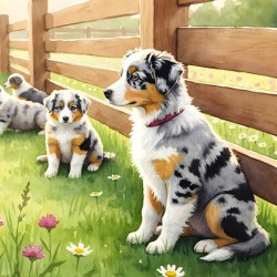 Content Australian Shepherd Puppy Enjoys Peaceful Moment