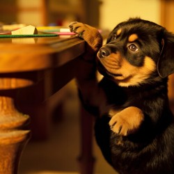 Rottweiler Puppy Discovers Family Game Night