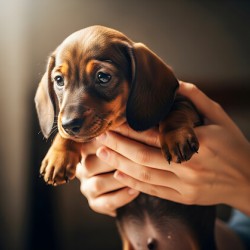 Dachshund Puppy Arrives At The Veterinary Clinic