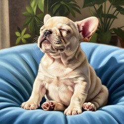 French Bulldog Puppy Sound Asleep Sitting Upright
