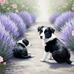 Border Collie Puppy Rests After Adventure With Siblings