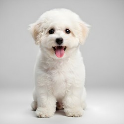 Focused Bichon Frise Puppy Poses Perfectly For Camera