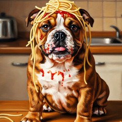 Happy Puppy After Finishing Spaghetti Adventure