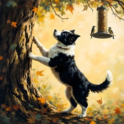Border Collie Puppy Dreams Of Bird Feeder Adventure  
