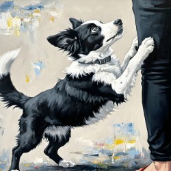 Border Collie Puppys Joyful Garden Victory Dance
