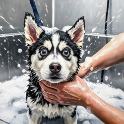 Proud Siberian Husky Puppy After First Professional Grooming