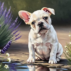 Happy French Bulldog Puppy Understands His Reflection