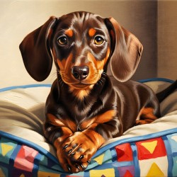 Dachshund Puppy Content On Cozy Dog Bed