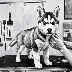 Siberian Husky Puppys First Trip To The Groomer