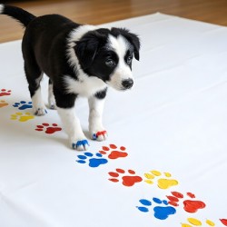 Border Collie Puppy Proudly Shows Off Finished Paw Art