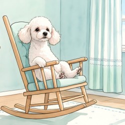 Poodle Puppy Finds Perfect Balance On Rocking Chair