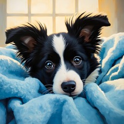 Border Collie Puppy Discovers Cozy Blanket Fort