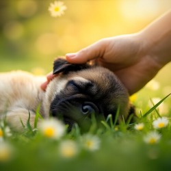 Sleepy Pug Puppy Rests After Perfect Ear Scratches