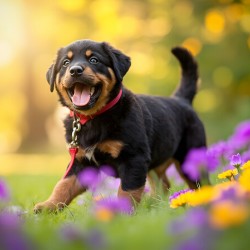 Free Rottweiler Puppy Wags Tail With Joy