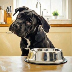 Alert Cane Corso Puppy Listens For Dinner