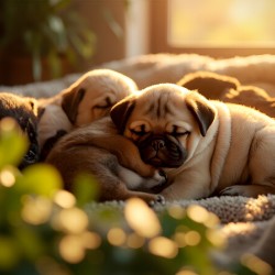 Pug Puppy Dreams In Sunny Spot