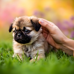Pug Puppy Gets Gentle Ear Scratches In Garden