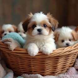 Shih Tzu Puppy Discovers Cozy Laundry Basket Adventure
