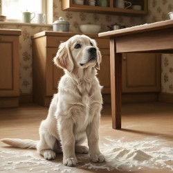 Hopeful Puppy After Kitchen Adventure Ends