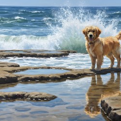 Golden Retriever Puppy Discovers Tide Pools