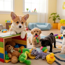 Corgi Puppy Discovers The Special Toy Box