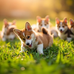 Pembroke Welsh Corgi Puppy Ready To Play With Siblings