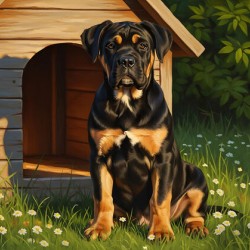 Confident Cane Corso Puppy Guards His Territory