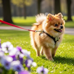 Pomeranian Puppy Masters Leash Walking Happily