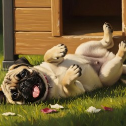 Playful Pug Puppy Enjoys Afternoon Fun