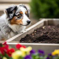 Australian Shepherd Puppy Discovers The Garden Bed