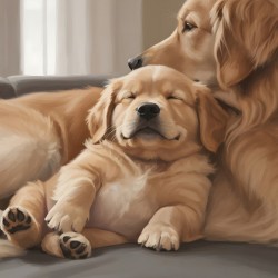 Sleepy Golden Retriever Puppy Drifts Off After Nursing