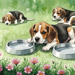Happy Beagle Puppy After Drinking Water