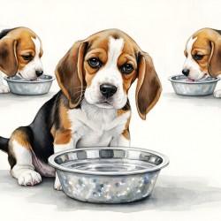 Beagle Puppy Satisfied After Drinking Water