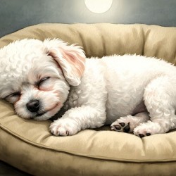 Bichon Frise Puppy Dreams Peacefully