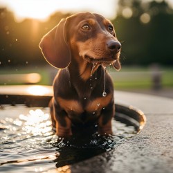 Happy Puppy After Drinking Water
