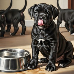 Satisfied Cane Corso Puppy After Drinking Water