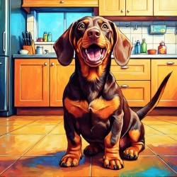 Happy Dachshund Puppy After Getting Delicious Treat