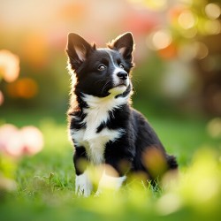Border Collie Puppy Waiting In The Garden