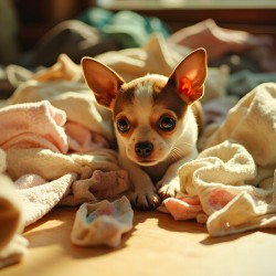 Chihuahua Puppy Discovers Laundry Adventure