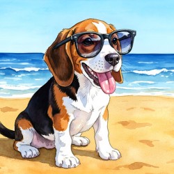 Beagle Puppy Gets Ready For Beach Adventure