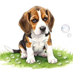 Beagle Puppy Confused After Bubbles Pop Away