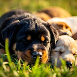 Sleepy Puppies Rest After Playing Hard