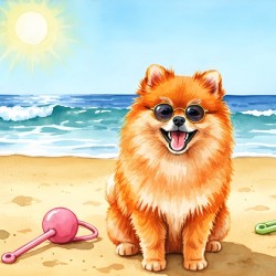 Pomeranian Puppys Beach Adventure Begins