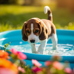 Beagle Puppy Discovers The Kiddie Pool