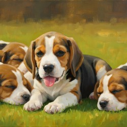 Beagle Puppy Rests After Energetic Play Session