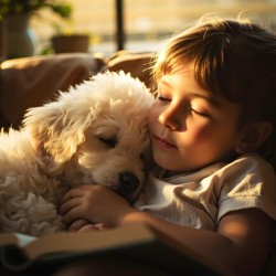Poodle Puppy Dreams During Story Time