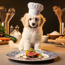 Poodle Puppy Celebrates Cooking Success