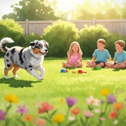 Australian Shepherd Puppy Meets New Friends