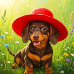 Dachshund Puppy Discovers A Giant Red Hat