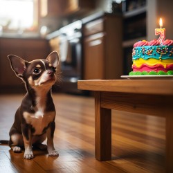 Chihuahua Puppy Discovers Birthday Cake